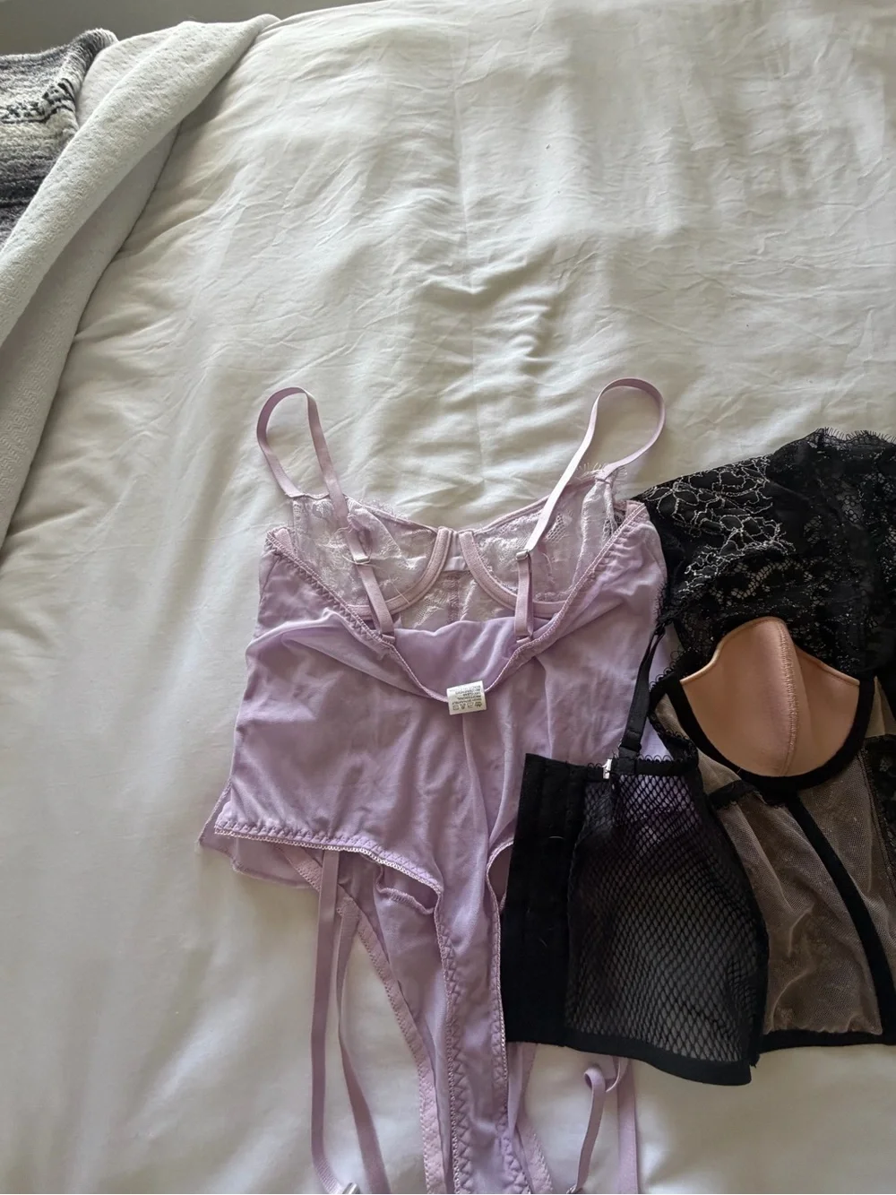 Lavender Lace Bustier and Bodysuit